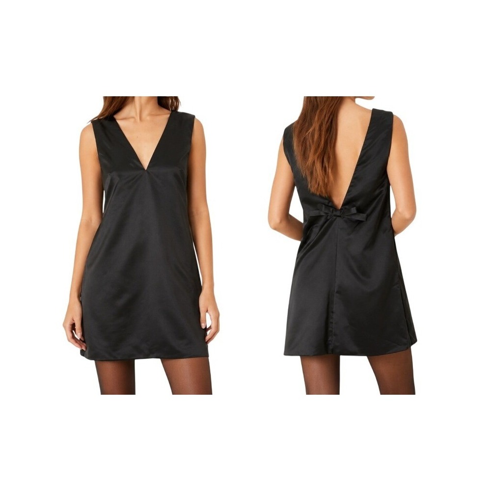Abercrombie &‎ Fitch Womens LT Black Plunge Bow Back Mini Dress NWT